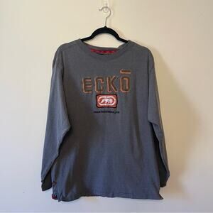 Ecko Unltd. L gray orange streetwear rhino long sleeve t-shirt urban spellout